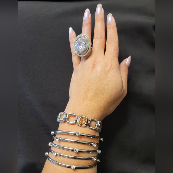 Huge Sparkly Statement Ring - Super Super Light Pink Center Stone - Estate - Picture 3 of 7